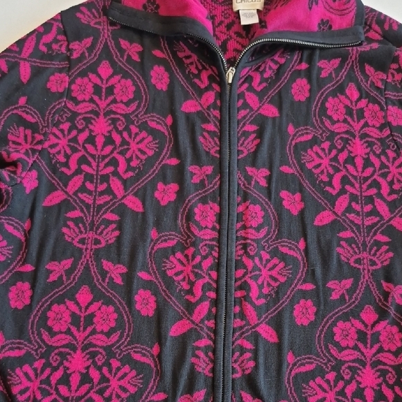 Chico's Silk & Cotton Blend Zip-Up Jacket - Picture 3 of 5